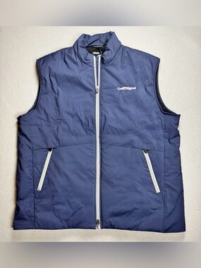 NWT Johnnie-O Men’s Performance Full Zip Mock-Neck Golf Vest In Navy-XL Logo